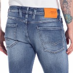 Jeans Replay homme anbass slim bleu clair avec détails orange