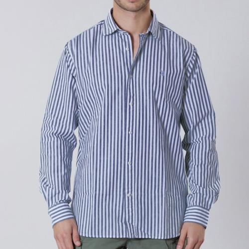 Chemise en lin blanc rayé bleu Us Polo Assn