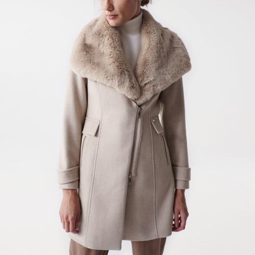 Manteau en drap de laine beige Salsa femme