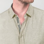 Chemise Le Temps des Cerises Rodes en lin gris kaki