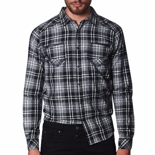 Chemise Japan Rags homme modèle Wigan en coton à carreaux noirs