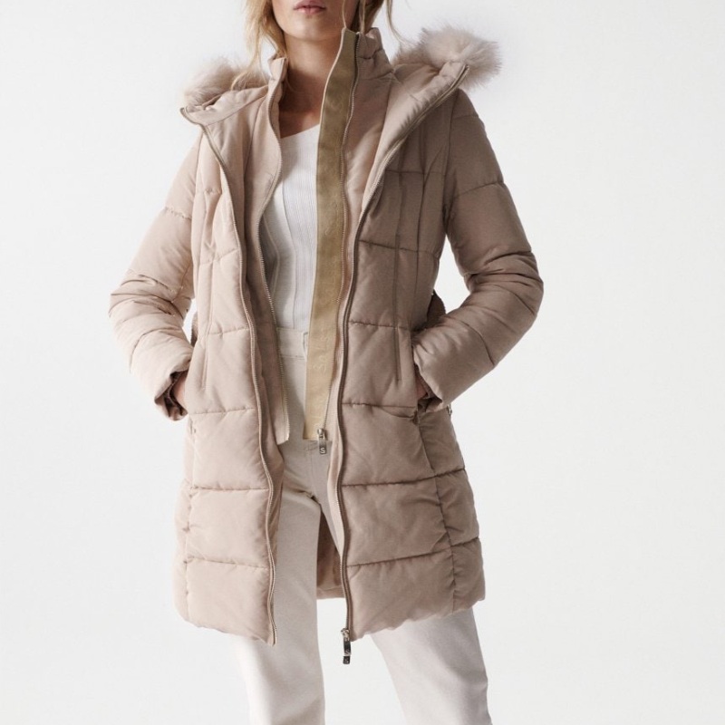 Doudoune longue Salsa femme beige cr me