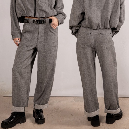 Pantalon large femme Freeman T Porter Naya Dalton gris