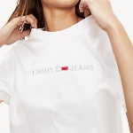 T Shirt crop topTommy Jeans blanc pour femme logo brodé