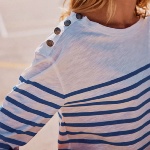 T Shirt Freeman T Porter femme Thiane Stripes blanc rayé bleu