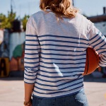 T Shirt Freeman T Porter femme Thiane Stripes blanc rayé bleu