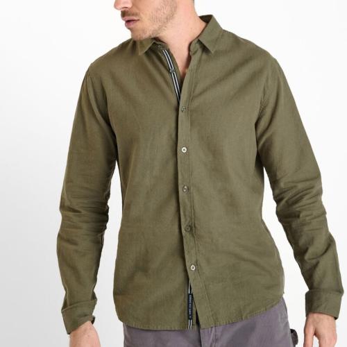 Chemise en lin kaki Le Temps des Cerises Rodes pour homme