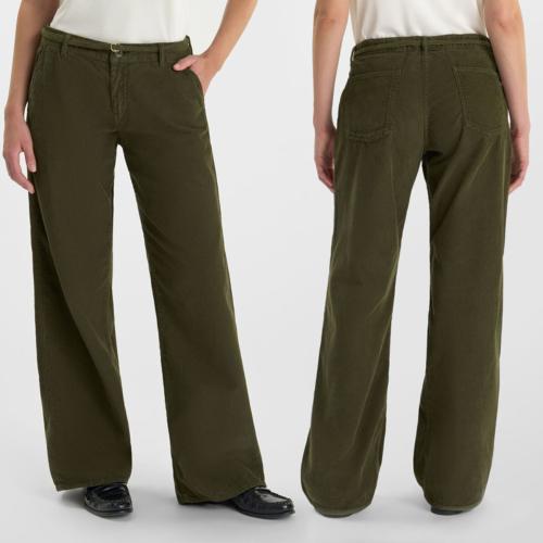 Pantalon flare en velours kaki Le Temps des Cerises Tahis