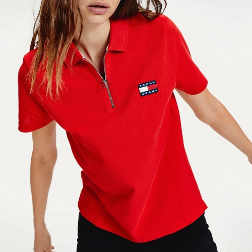 Polo femme Tommy Hilfiger Jeans rouge