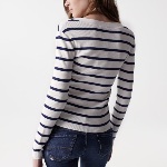 Pull marinière Salsa Jeans femme blanc rayé bleu marine