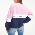 Sweat femme Tommy Jeans Colorblock rose, blanc et bleu marine