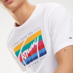 T Shirt Tommy Hilfiger Jeans Rainbow Tee blanc