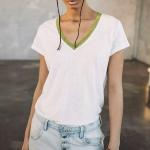 T Shirt en lin blanc Freeman T Porter Taile 